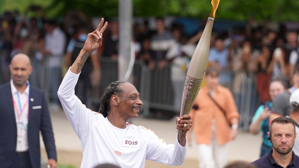 Auch  beim Fackellauf in Paris war Snoop Dogg