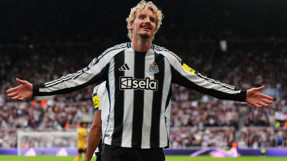 Nick Woltemade freut sich über sein erstes Tor für Newcastle.
