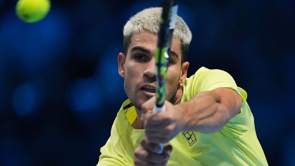 Carlos Alcaraz musste im zweiten Match hart kämpfen. Carlos Alcaraz musste im zweiten Match hart kämpfen.