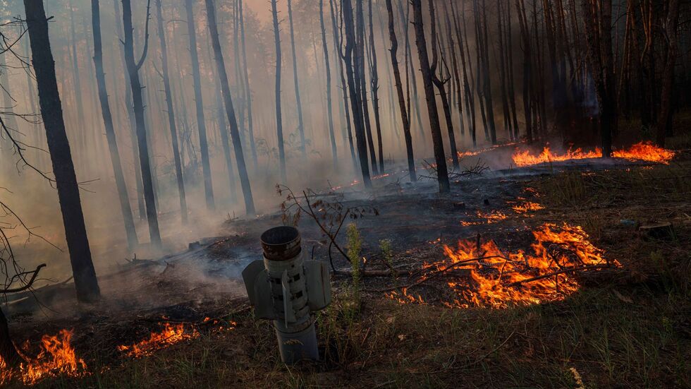 Waldbrände in der Ukraine, die viel Treibhausgase freisetzen, werden oft durch Gefechte ausgelöst. (Archivbild) Waldbrände in der Ukraine, die viel Treibhausgase freisetzen, werden oft durch Gefechte ausgelöst. (Archivbild)