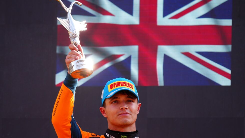 Richtig glücklich sieht Lando Norris nach Platz zwei in Monza nicht aus. 
