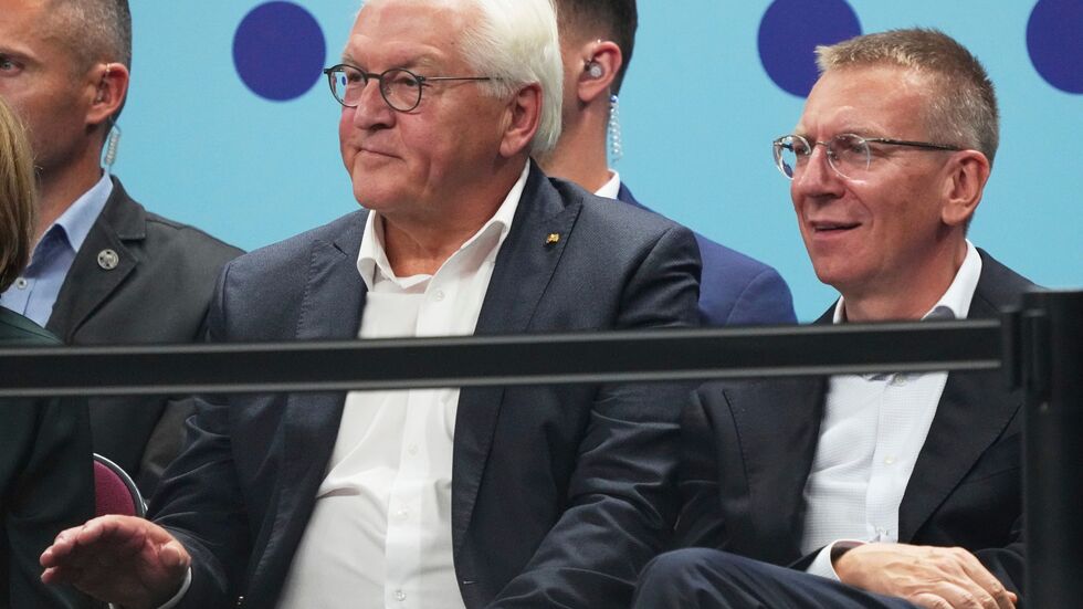 Bundespräsident Frank-Walter Steinmeier verfolgte das Finale in der Arena von Riga.