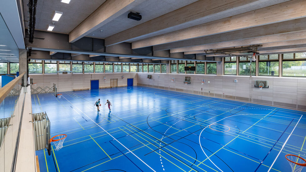 Blick in die neue Dreifeldsporthalle.