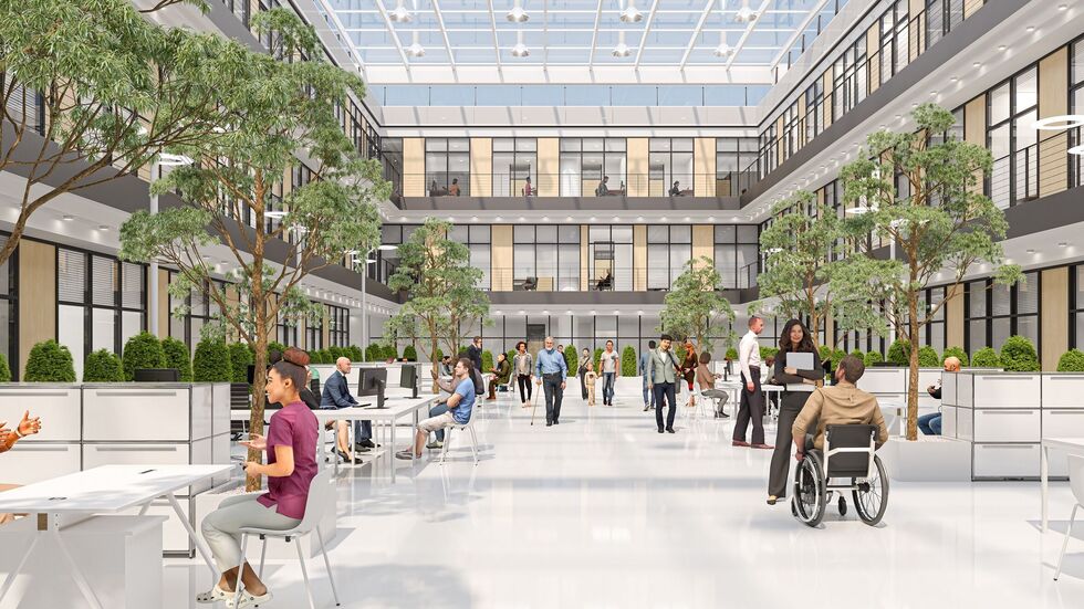 Hier sehen sie den ersten Blick in das neue Verwaltungsgebäude. Hier sehen sie den ersten Blick in das neue Verwaltungsgebäude.