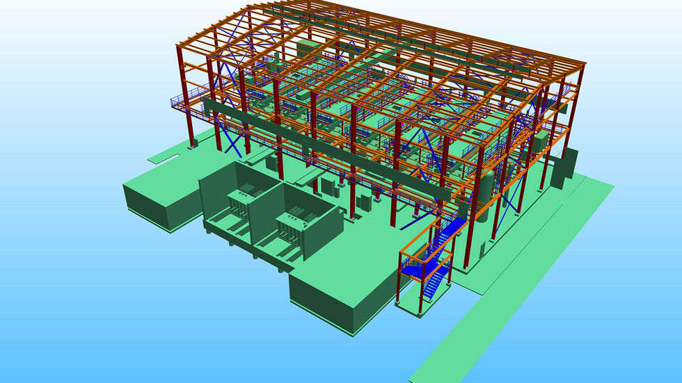 3D-Grafik der neuen Chlor-Alkali-Elektrolyse-Anlage, die CAC für KEM ONE planen und errichten wird. 3D-Grafik der neuen Chlor-Alkali-Elektrolyse-Anlage, die CAC für KEM ONE planen und errichten wird.