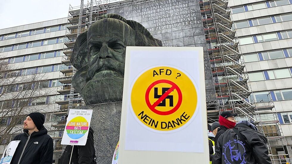 In Chemnitz wurde auch gegen die AfD protestiert 
