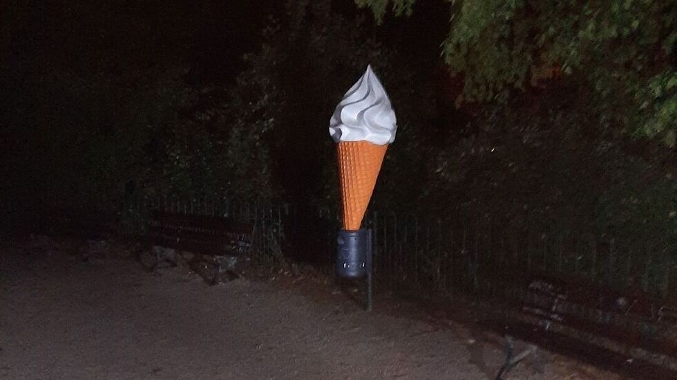 Die Polizei bittet um sachdienliche Hinweise zu dieser Werbe-Eistüte. Die Polizei bittet um sachdienliche Hinweise zu dieser Werbe-Eistüte.