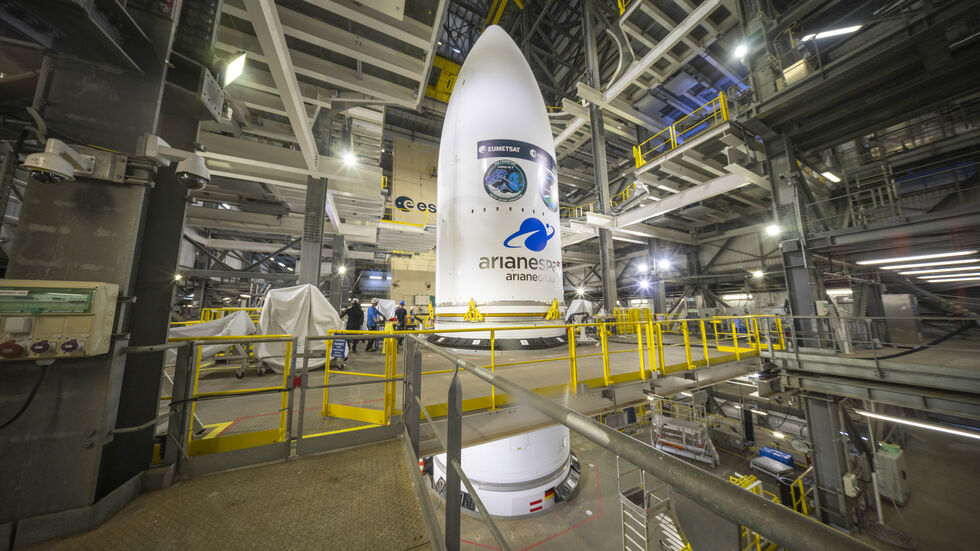 Ariane 6 A62 Trägerrakete in Europas Weltraumbahnhof in Kourou, Französisch-Guayana (6. August 2025)